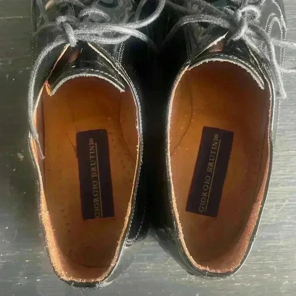 Giorgio Brutini Mens Black Patent Leather Dress Shoes 7.5 D - Picture 2 of 8